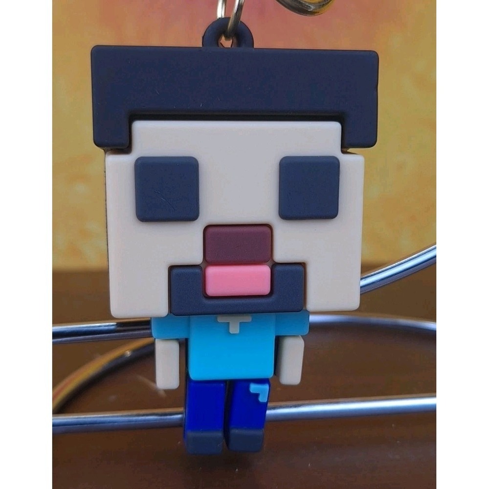 Steve‎ Minecraft Video Game Keychain Backpack 3D PVC Wristlet